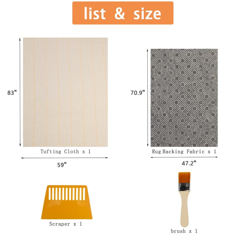 Yoquare 83""x59"" Primary Tufting Cloth with Marked Lines  70.9""x47.2"" Tufting Non-Slip Rug Backing Fabric  Large Monk Cloth Kit Rug Tufting Supplies Rug Making Supplies - Image 2